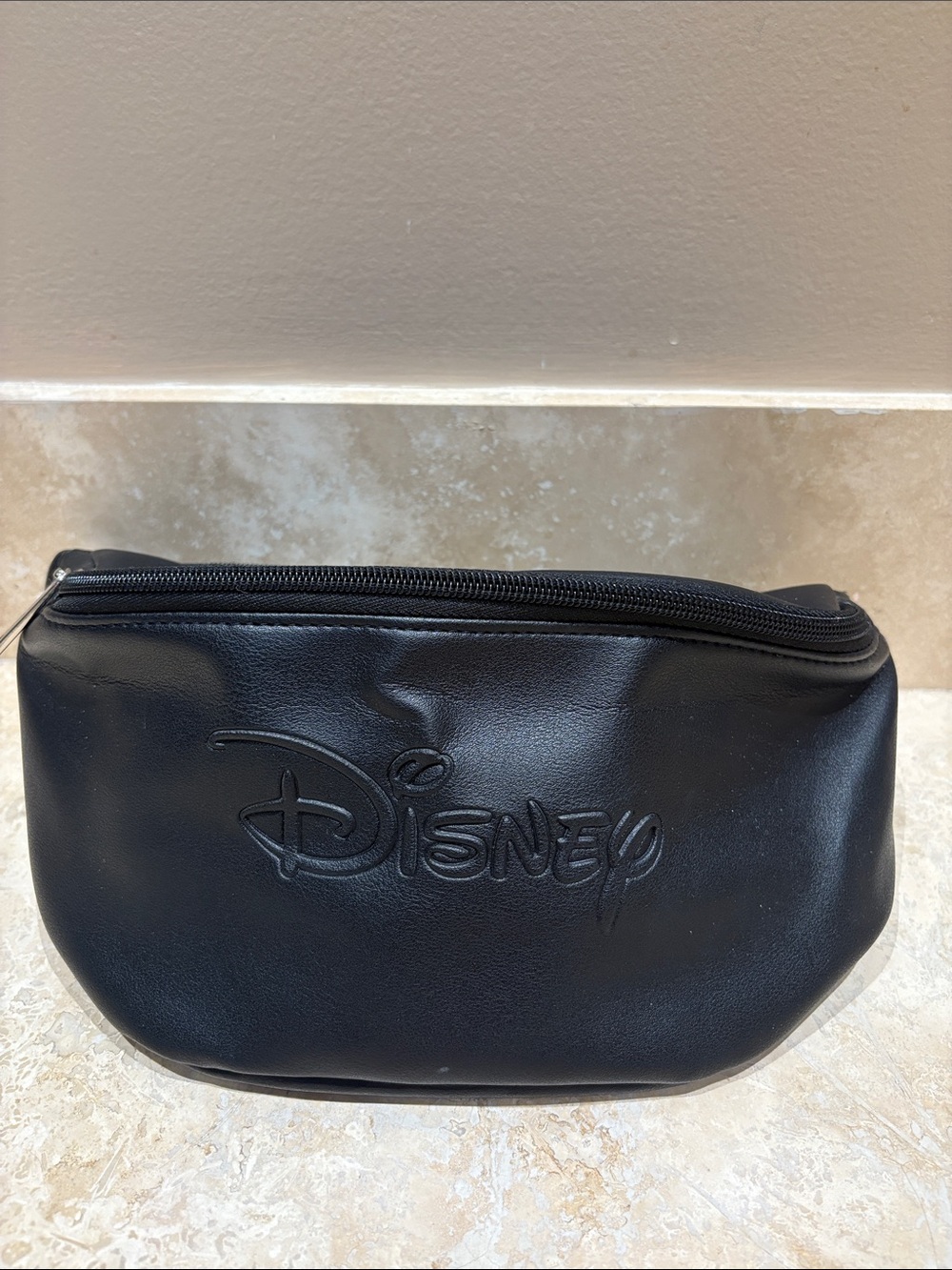 Disney Black Faux Leather Waist Bag with Embossed Logo
